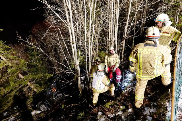 Ein Baum bremste den Auto-Absturz auf der Fernpassbundesstraße. | Foto: Zoom Tirol