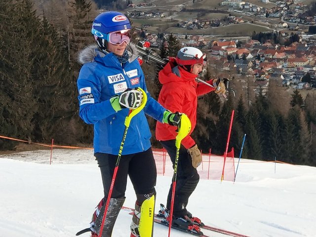 Mikaela Shiffrin legte ein Training beim Schilift Obdach ein.