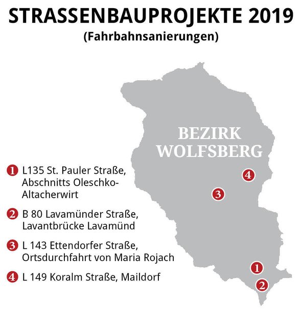 Die Mittel für den Straßenbau des Landes Kärnten fließen 2019 im Bezirk Wolfsberg vor allem in das Untere und Mittlere Lavanttal | Foto: WOCHE