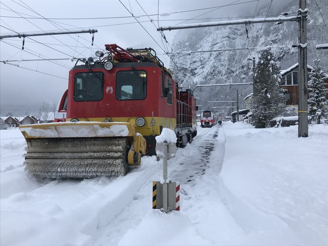 Schneeräumung auf dem Bahnhof in Obertraun. | Foto: ÖBB/Leitner