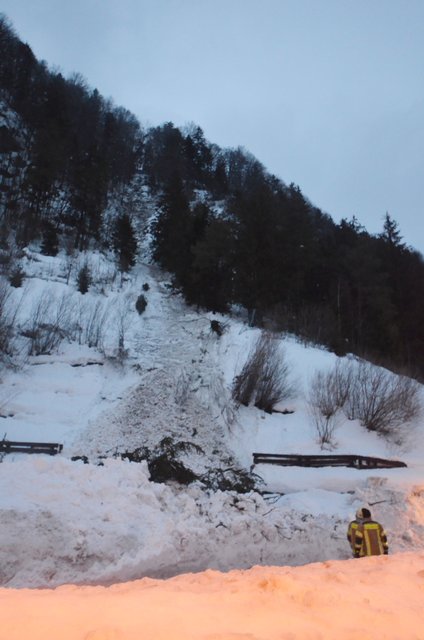 Lawine an der Walchseestraße am Montag, den 14. Jänner morgens. | Foto: ZOOM.Tirol