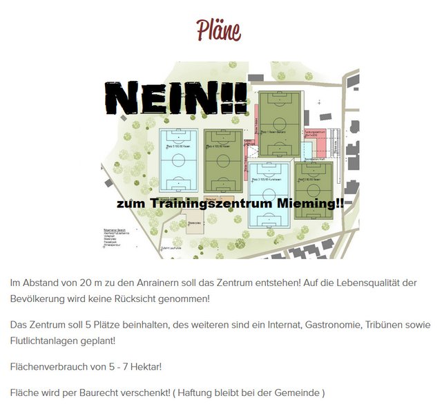 Die Ansage der Bürgrinitiative: Nein zu einem berschenkten Baurecht für 5 - 7 Hektar Gemeindegrund. 