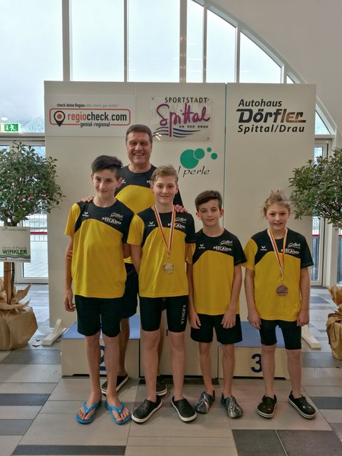 Luis Preyer, Trainer Pepi Mair, Nico Tabernig, Leo Preyer und Theresa Riepler (v.li.) | Foto: SU Osttirol