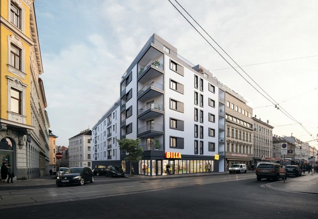 Bis 2021 soll das Gebäude in der Lindauergasse 2–6 inklusive des Supermarktes fertig sein. | Foto: Rustler