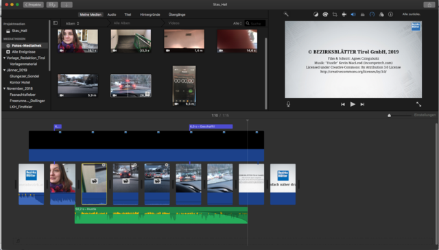 Videoschnitt.
