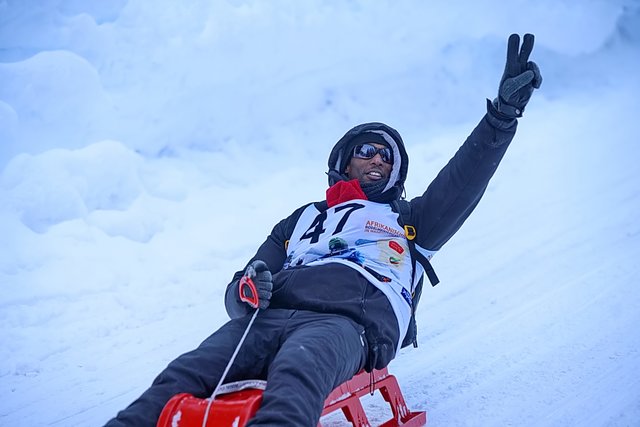 Mohamed Osman auf seinem "Rennschlitten". | Foto: FMT Kühnhold