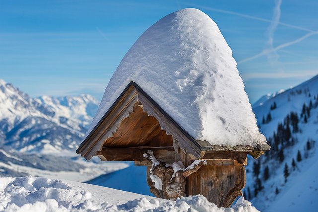 Ergiebige Neuschneemengen am Kitzbüheler Horn.