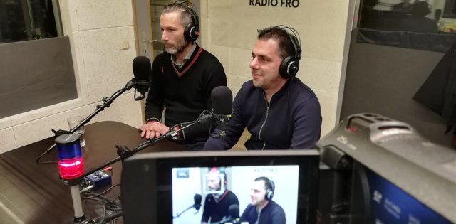 Lorenz Potocnik und Michael Svoboda im FRO-Studio | Foto: Johannes Mayerbrugger