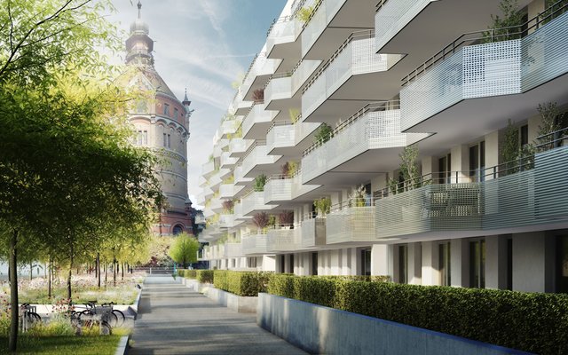 Wohnungen mit Blick zum Wasserturm. | Foto: Schreiner/Kastler
