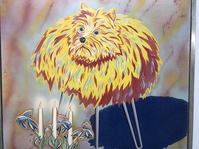 Das Bild "Hundepelzhocker" malte Attersee im jahr 1968.