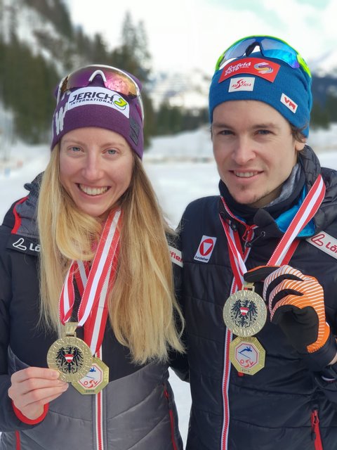Die Österreichischen Meister Teresa Stadlober und Bernhard Tritscher.