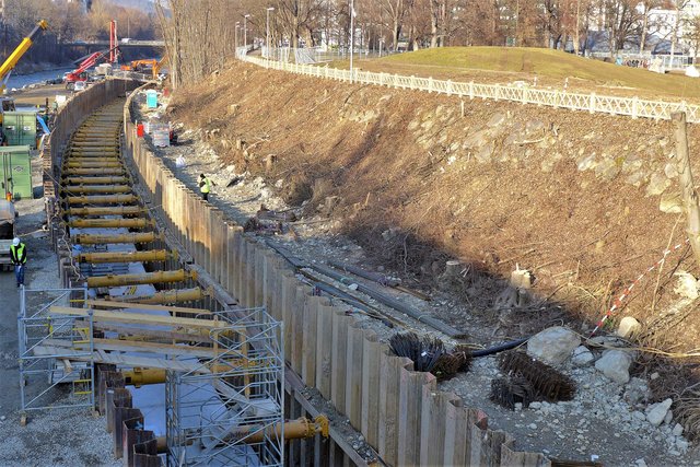 Bauarbeiten Zentraler Speicherkanal, Augarten, Graz
