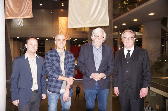 FH-Rektor Gerhard Blechinger, Andreas Gross, Alessandro Brasolin und Markus Pausch (v.r.).