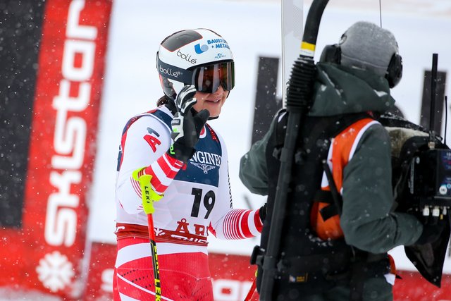 Ramona Siebenhofer geht als Führende in den Slalom. | Foto: GEPA pictures
