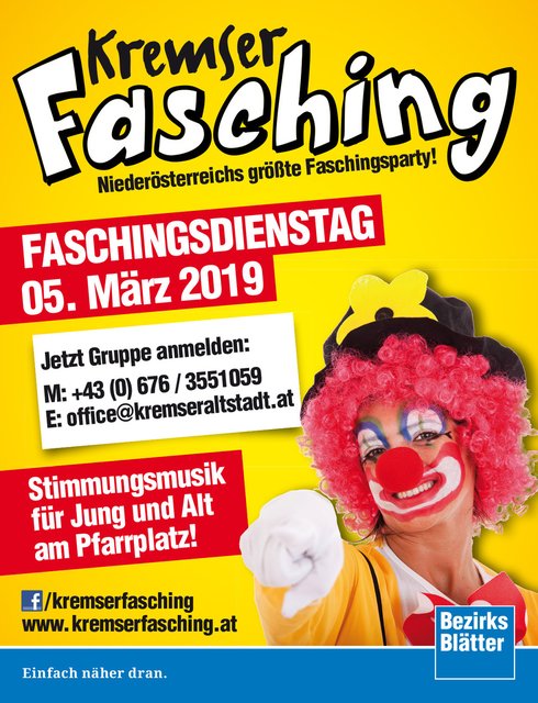 Jetzt Gruppe anmelden. | Foto: Kremser Fasching