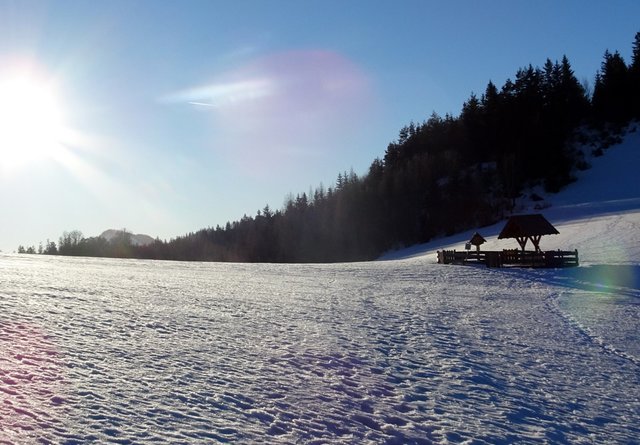Schön liegt der Mostbrunnen da: Über den Dienstbergsattel ging's auf den Hochschlag und weiter auf den Gipfel des Runzelbergs. | Foto: Franz Sturmlechner