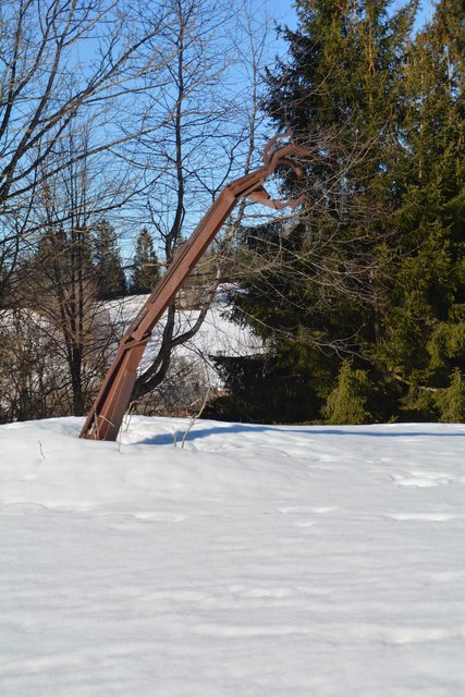 Schneeschuh-Wanderung mit Regionauten: Die Skulptur Sclavinia am Hochschlag. | Foto: Roland Mayr