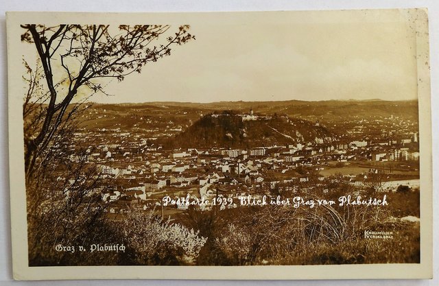 Plabutsch, Postkarte 1939, Blick über Graz