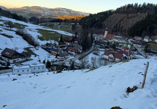 Schneeschuh-Wanderung mit Regionauten: Nun geht's wieder hinab in Richtung Reinsberger Ortszentrum. | Foto: Franz Sturmlechner