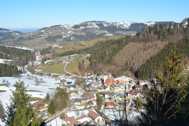 Schneeschuh-Wanderung mit Regionauten: Dieser herrliche Ausblick bietet sich auf der Burgruine Reinsberg. | Foto: Roland Mayr