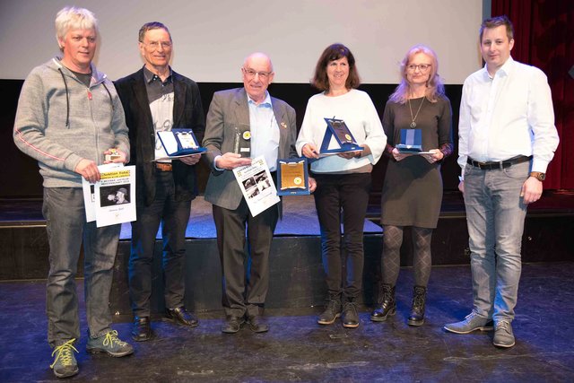 Die Preisträger von links nach rechts: Andreas Gfall, Mag. Winfried Haid, BM Ing. Günter Kramarcsi, Ilse Heppke, Renate Dalnodar und Moderator David Strolz.  | Foto: © Ing. Helmut Flatscher