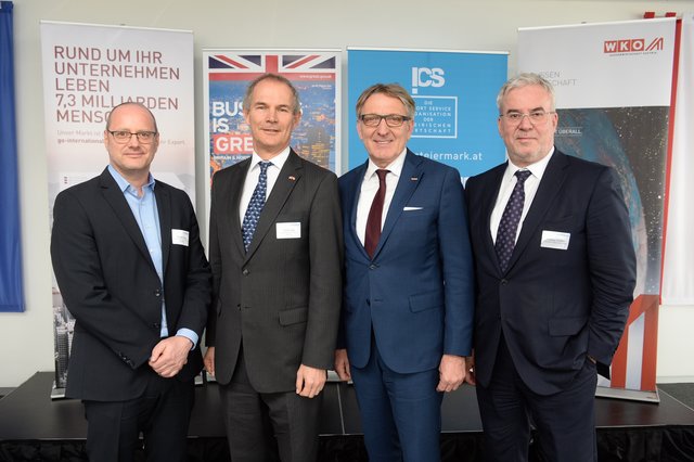 Führten eine rege Brexit-Diskussion in Graz: Robert Brugger, Leigh Turner, Josef Herk und Christian Kesberg | Foto: Foto Fischer