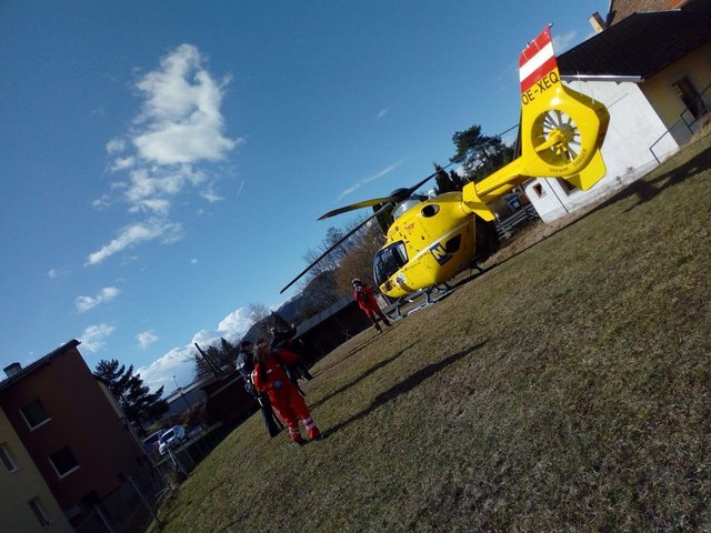 Der Rettungshubschrauber flog das Baby nach Wien ins Spital. | Foto: RK Traisental