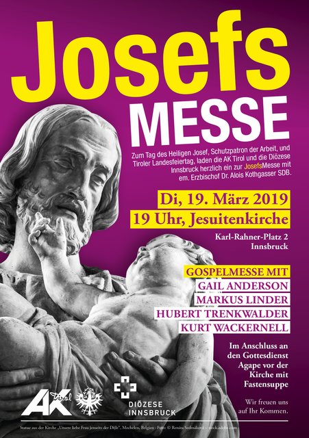 Zum morgigen Josefitag: AK Tirol und Diözese laden zur Messe in der Innsbrucker Jesuitenkirche