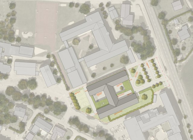 Der Plan des Rieder Architekturbüros Bauböck zeigt, wie das Gebäude in Zukunft aussehen könnte.  | Foto: Architekturbüro Bauböck