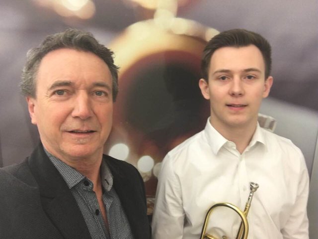 v.l.n.r: Erich Reinisch, Lehrperson für Trompete, an den Musikschulen Lavamünd, St. Paul, Christian Kampl, Trompetenschüler an der Musikschule Lavamünd