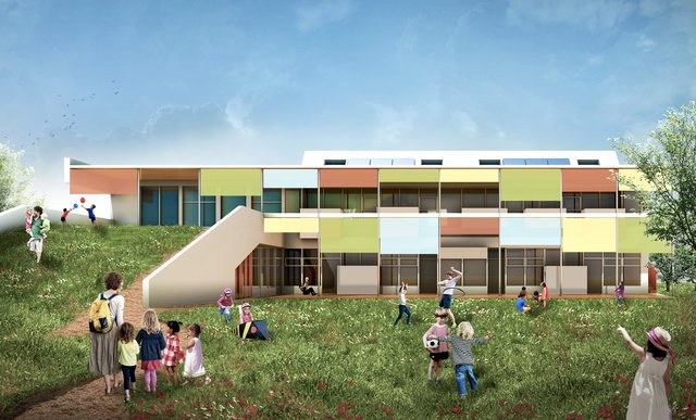 So soll der Kindergarten Kalsdorf Nord nach Fertigstellung im Spätsommer aussehen. | Foto: KK