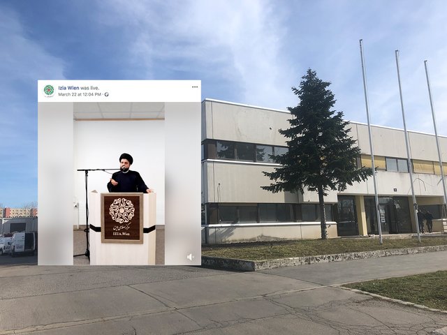 Am Freitag, 22. März, wurde auf der Facebookseite des "Islamischen Zentrum Iman Ali" die Predigt eines Imams (kleines Bild) live übertragen.  | Foto: Foto: Edler; Screenshot: Facebook/IZIA