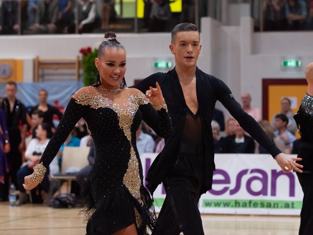 Magdalena Trepa und Kacper Kopec vom UTSS Gänserndorf, tanzen in der A-Klasse ins Finale. | Foto: Regina Courtier