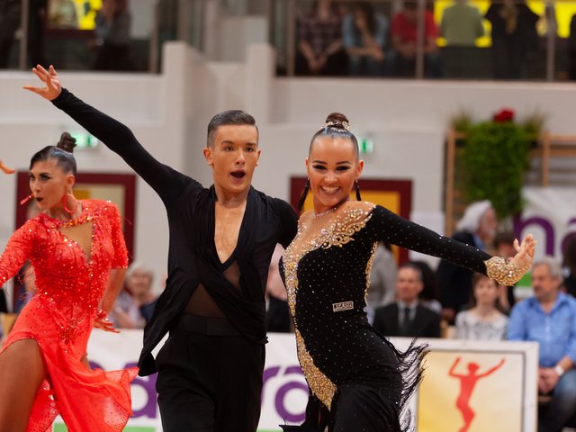 Magdalena Trepa und Kacper Kopec vom UTSS Gänserndorf, tanzen in der A-Klasse ins Finale. | Foto: Regina Courtier
