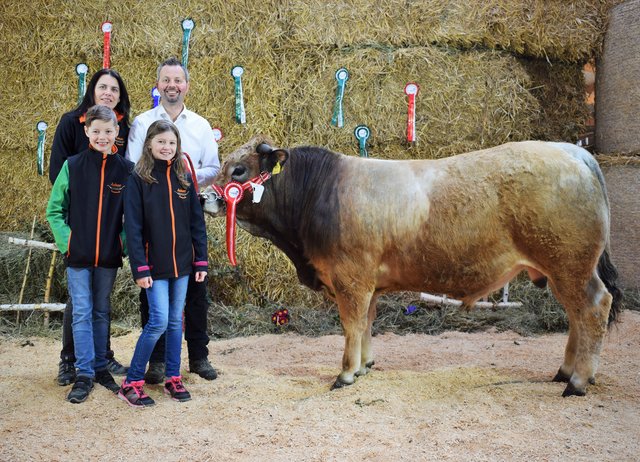 Familie Hofer mit Aubrac-Stier "ABH Odilo".