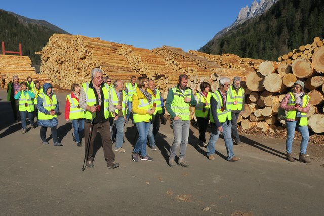 Die Teilnehmer erfuhren in einer zweistündigen Führung viel Wissenswertes über die Holzverarbeitung.