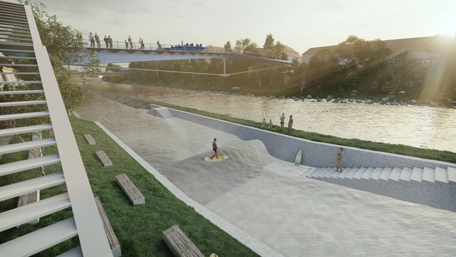 Die neue Kajak-Welle in unmittelbarer Nähe des Edegger-Stegs | Foto: Kratzer &amp; Partner ZT GmbHH