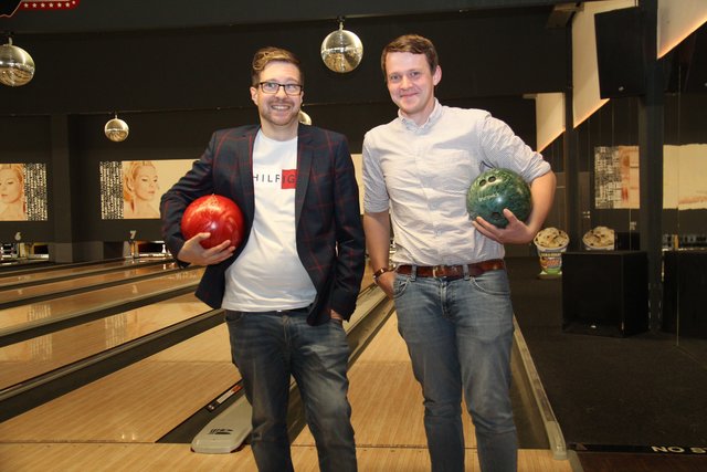 Christian Trinkl und Thomas Leitsberger freuen sich auf den Bowling-Abend in St. Pölten.