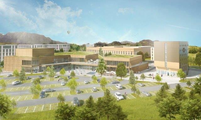 Visualisierung der in Kiefersfelden geplanten Anlage nahe der Autobahn. | Foto: ATP architekten ingenieure