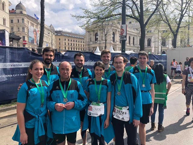 Team Dornau beim VCM2019 (v. links n. rechts: Theresa Jagerhofer, Sebastian Koller, Johann Wittmann, Christian Lang, Andrea Koller, Christopher Koller, Mario Dukic und Christian Liszt)