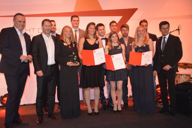 Team des Jahres: Hans Peter Doskozil, Franco Foda und Christian Illedits gratulierten den Jennersdorf Blackbirds, Tanja Frank/Lorena Abicht, Miriam Ziegler/Severin Kiefer, SV Mattersburg und Thomas Zajac/Barbara Matz