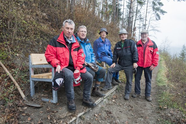 Mitglieder der Naturfreunde und der Berg- und Naturwacht Ortseinsatzstelle Leoben bei ihrem Arbeitseinsatz am Häuselberg.