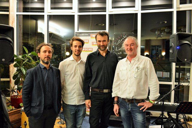 Robert Jukič, Žiga Smrdel, Anton "Tonč" Feinig, Jürgen Edlinger (Organisator der Cool Tour Jazz Nights) (v.l.) | Foto: Ivan Grbic