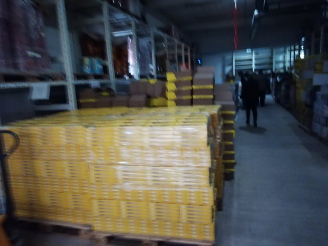 Fertig verpackte Paletten mit Schokobananen, die schon zum Verkauf bestimmt sind. | Foto: Werner Achs