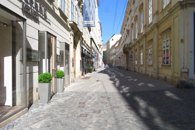 Vom Kohlmarkt zweigt die Wallner-Straße ab und führt an mehreren alten Palästen vorbei