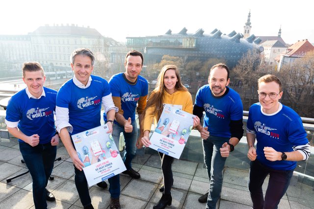 Vorfreude: P. Fürstaller (WOCHE), F. Obergruber (Gigasport), K. Hohensinner, A. Hofer (Hikimus), C. Hofer (WOCHE), A. Wippel (Hikimus) | Foto: Jorj Konstantinov