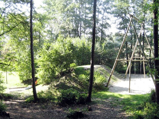 Waldspielplatz in Harbach: Eine Riesenschaukel, Vogelgezwitscher und weit und breit kein Autoverkehr.