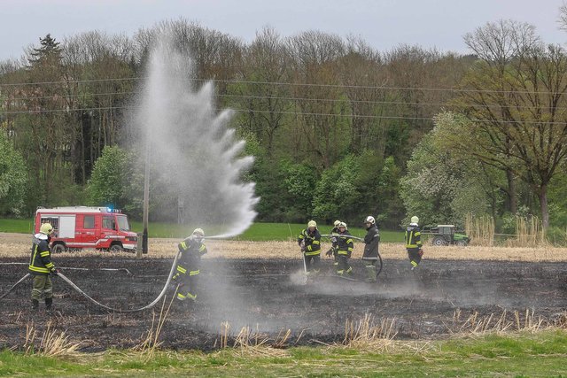 Da der Wind zur Brandzeit kräftig wehte, hatten die Feuerwehren zu tun, den Brand unter Kontrolle zu halten. | Foto: Danny Jodts/zema-foto.de