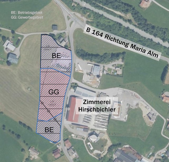Das Betriebs- bzw. Gewerbegebiet in Pfaffing (Saalfelden) bietet eine Chance für wachsende Unternehmen. | Foto: Stadtgemeinde Saalfelden