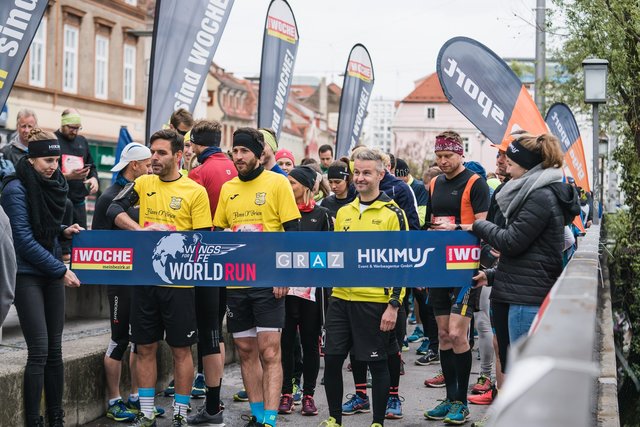 Eins, zwei, drei, und los: Für den guten Zweck nahmen in Graz rund 200 Läufer am Wings for Life App Run teil. | Foto: Ballguide/Ripix